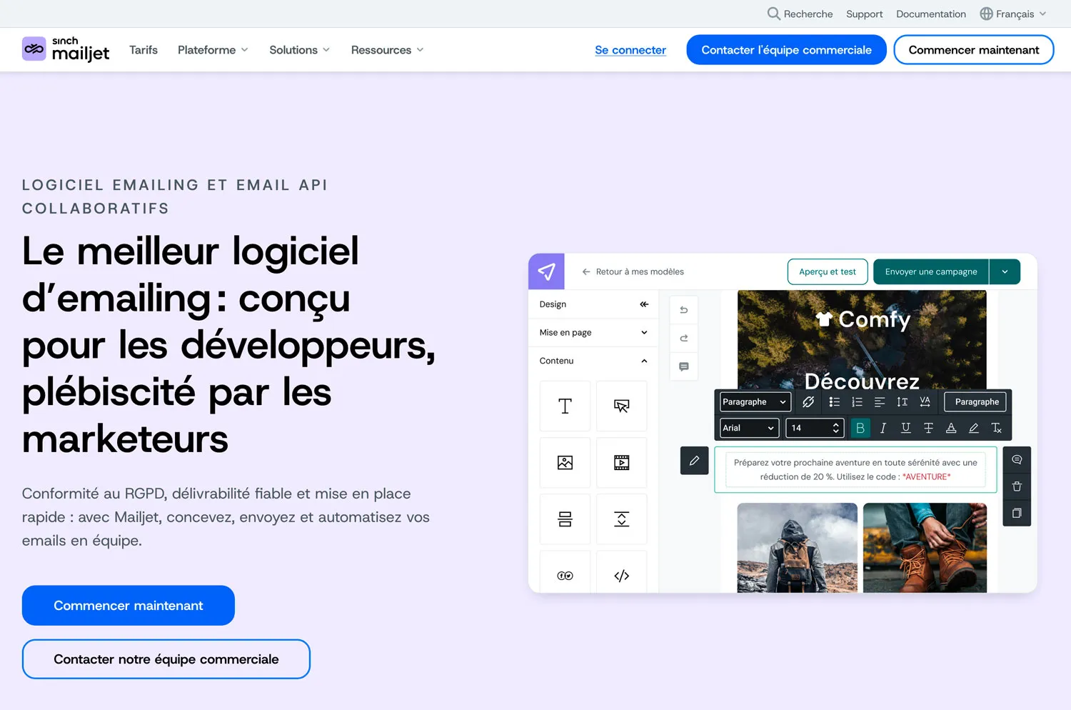 Exemple UVP sur mailjet.com